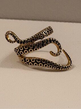 Gold Octopus Tentacle Wrap Statement Ring